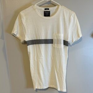 Abercrombie & Fitch White Tee with Gray Stripe